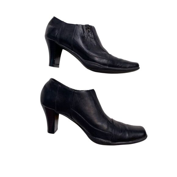 Aerosoles Black Slip On Square Toe Heeled Booties Womens Size 8B Office - Picture 4 of 11